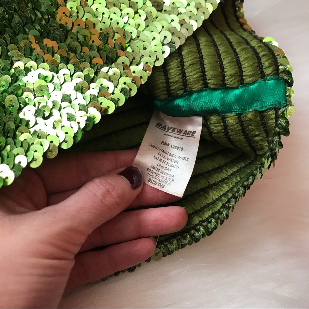 ｒａｖｅｗａｒｅ  ｂｒｉｇｈｔ  ｇｒｅｅｎ  ｓｅｑｕｉｎ ｂａｎｄｅａｕ  ｔｏｐ - Picture 3 of 3